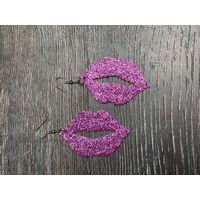 Earrings Lip - Sparkly Purple