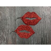 Earrings Lip - Sparkly Red