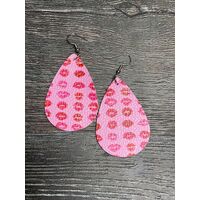 Earrings Teardrop - Baby Pink Print