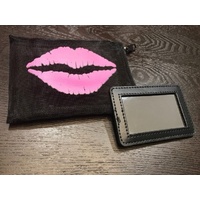 Zippy Mesh Pouch with Mirror - Pink