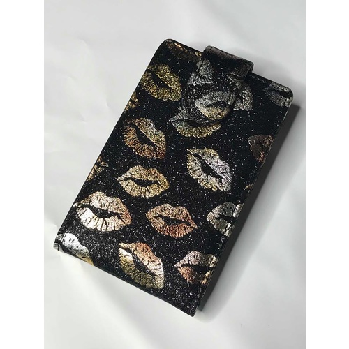 Black/Gold Lips Pouch